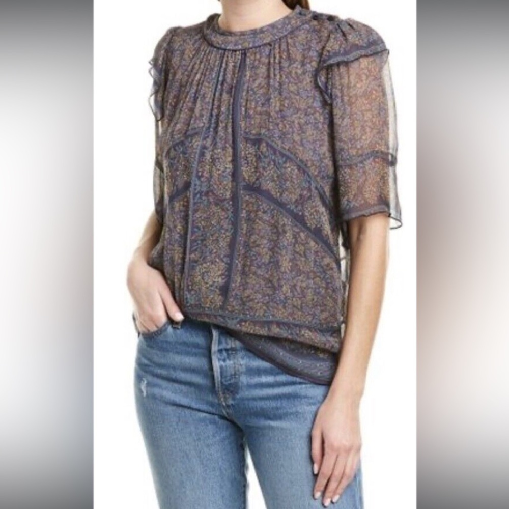 NWOT Ba&sh Moccha Blouse, Grey, Size L